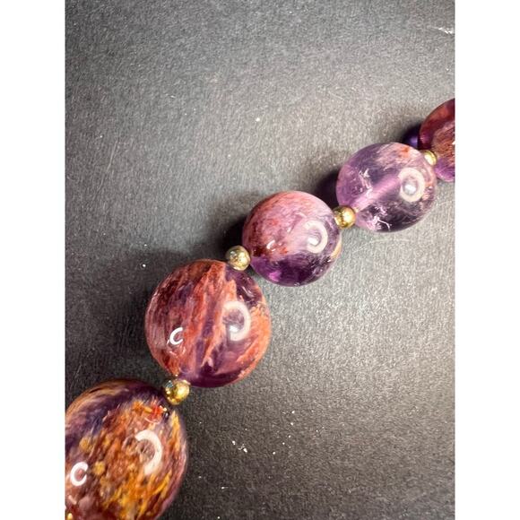 NEW Cacoxenite in amethyst graduated beaded necklace with gold vermeil - Picture 6 of 12
